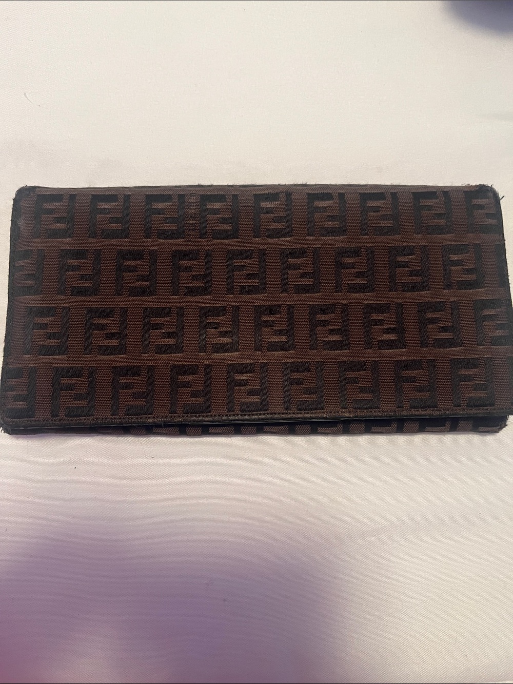 Fendi Brown Monogram & Black Leather Continental Wallet 2270-8M0000-029 7.5 x 4